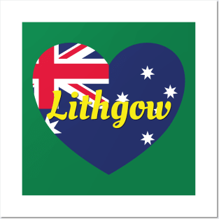Lithgow NSW Australia Australian Flag Heart Posters and Art